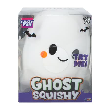 Ghost Squishy Plush Toy by Crazy Fun in display packaging