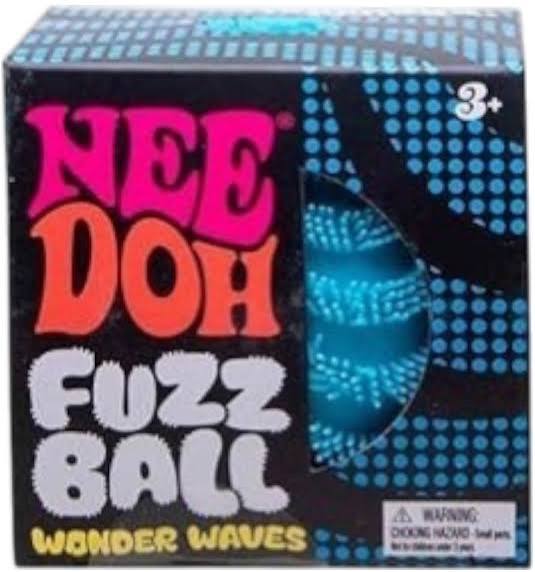 Nee Doh Fuzz Ball Wonder Waves blue textured sensory stress ball in box