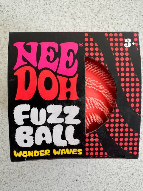 Nee Doh Fuzz Ball Wonder Waves orange textured sensory stress ball in box