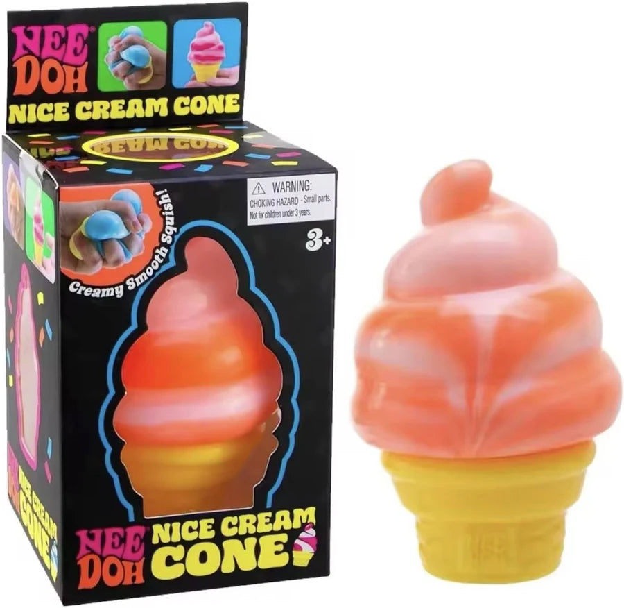 Nee Doh Nice Cream Cone squishy stress toy in pink and orange