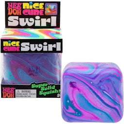 Nee Doh Nice Cube Swirl pink blue purple squishy stress toy in box